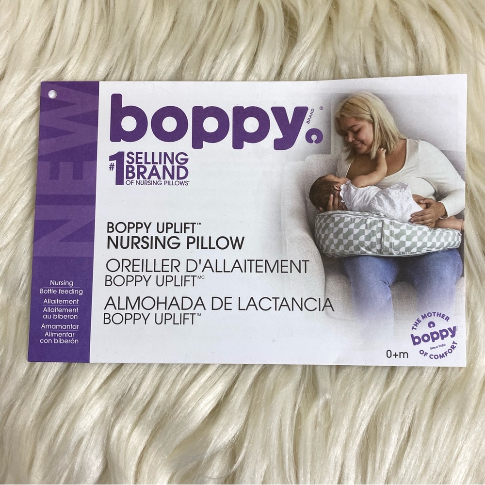 NWT Boppy : gray cream leaf print maternity uplift nursing breastfeeding pillow - Picture 8 of 13